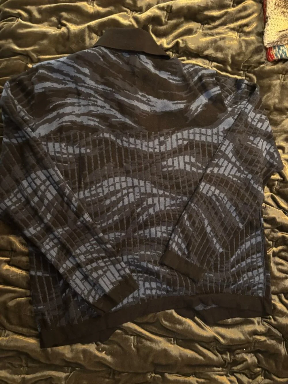 Paul Smith Blue on Blue Patterned Cardigan with Double Breast Pockets